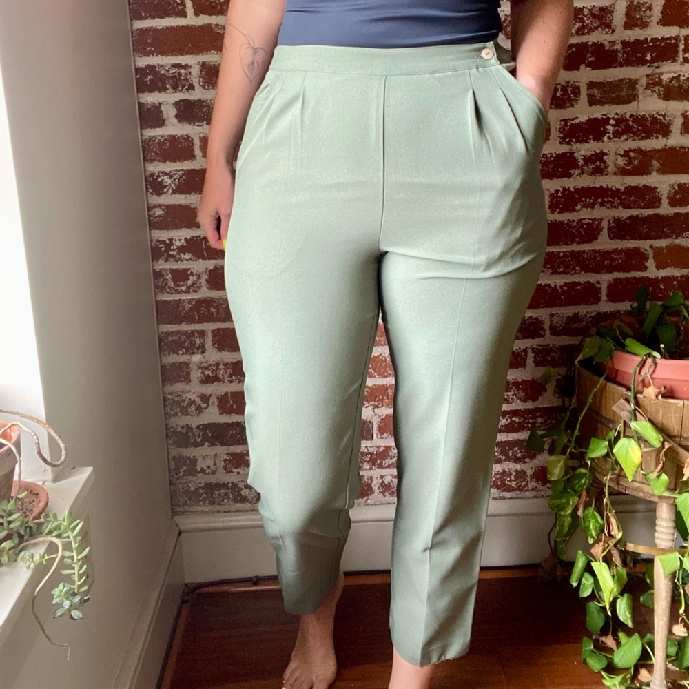 Y2K high rise sage green trousers